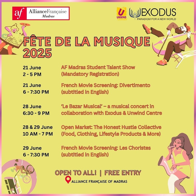Alliance Française of Madras presents FÊTE DE LA MUSIQUE 2025